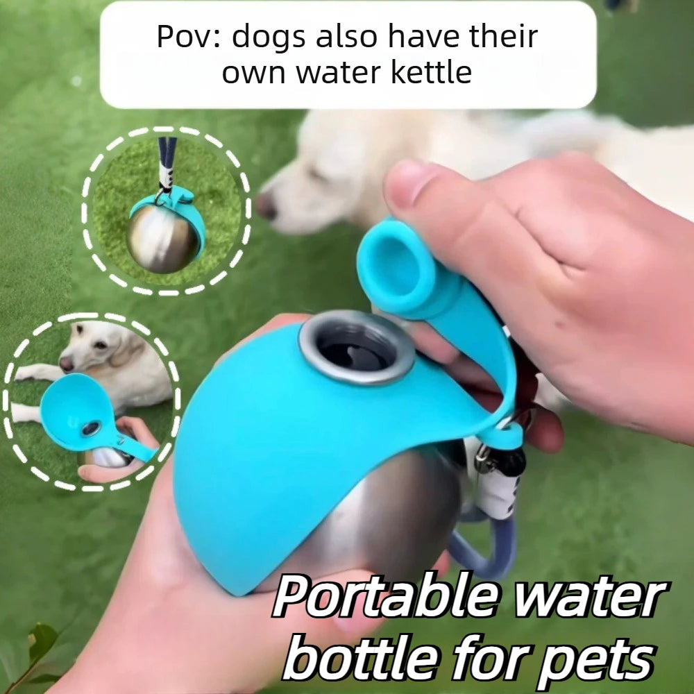 Dog Water Bottle with Removable Silicone Bowl