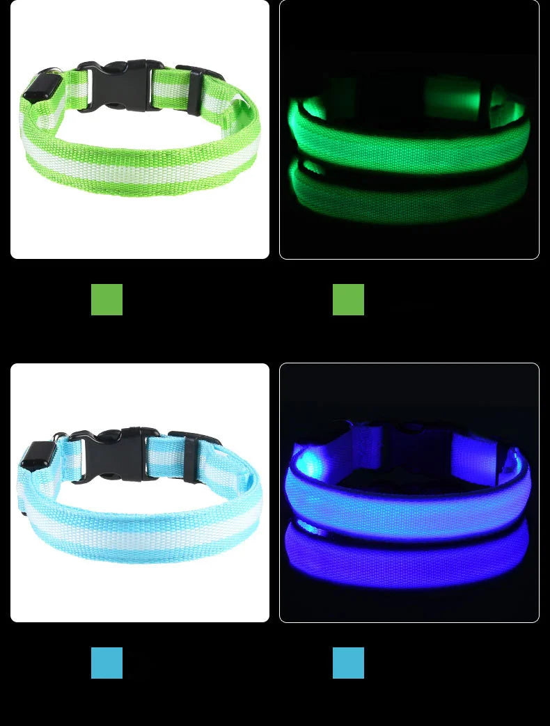 Nylon LED Night Safety Flashing  dog collar