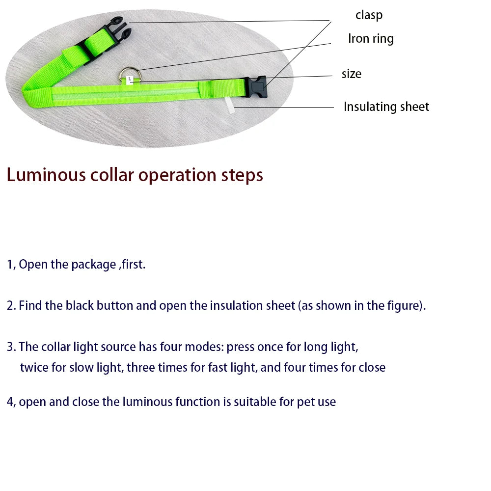 Nylon LED Night Safety Flashing  dog collar